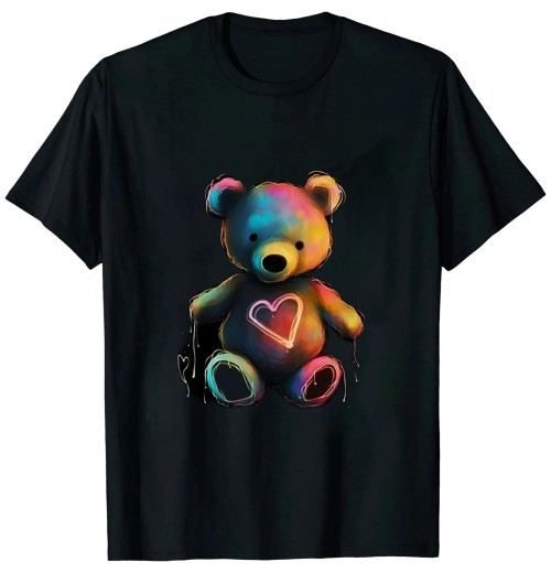 Shangniulu Bear Slogan Graphic Round Neck T Shirt Short Sleeve Summer Tee Tops