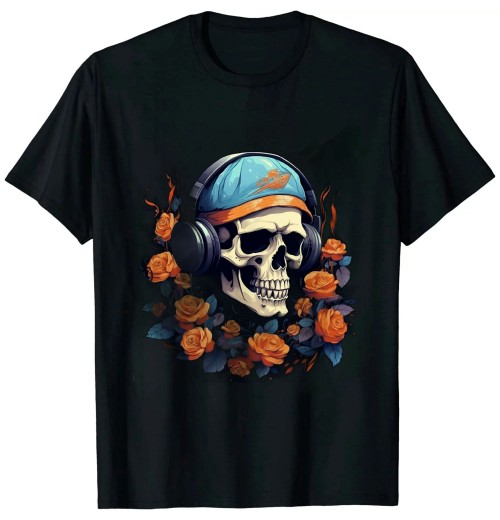 Shangniulu Eccentric Expression: Unique Skull Graphic Design T-Shirt