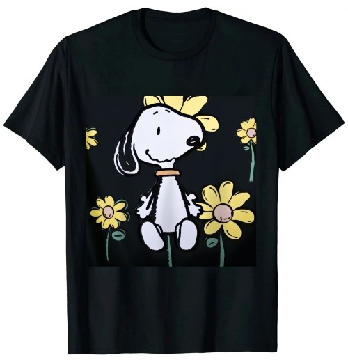 Shangniulu Snoopy Pink Daisy Flower T-Shirt