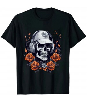 Shangniulu Artistic Rebellion: Bold Skull Graphic Design T-Shirt