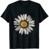 Shangniulu White Flowers Graphic Crewneck Short Sleeve Regular Fit Casual Tee T-Shirts