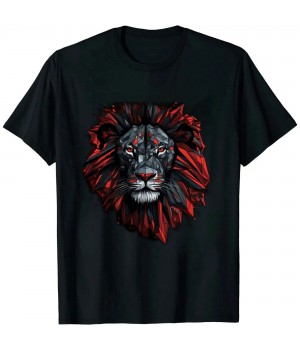 Shangniulu Lion Animal Print Art Polygon Lion T-Shirt