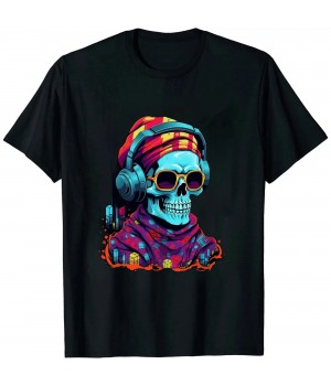 Shangniulu Unapologetic Creativity: Edgy Skull Graphic Design T-Shirt